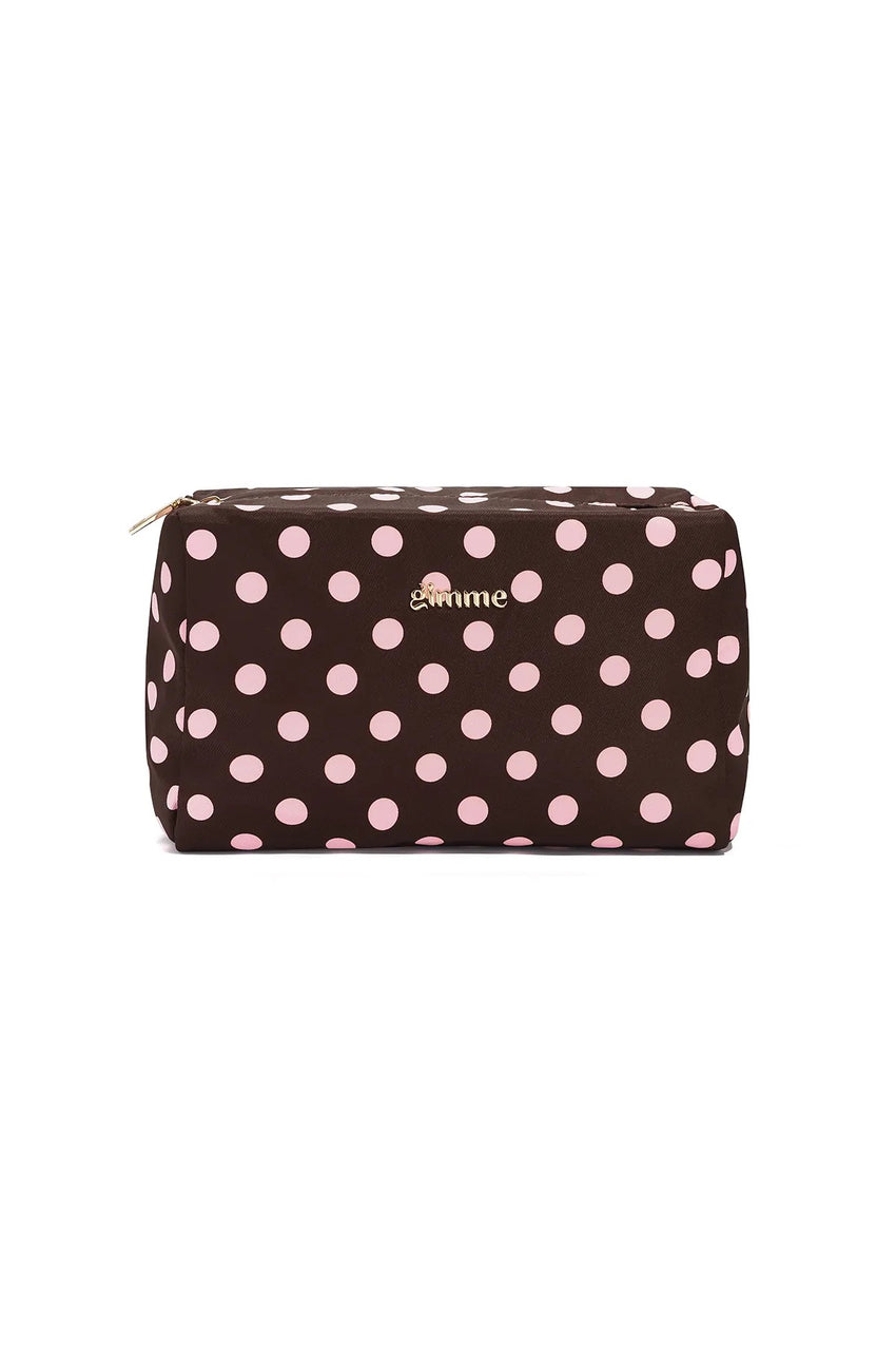 Brown Gimme Polka Dot Makeup Bag